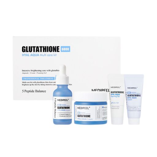 Набір зволожуючих засобів з глютатіоном та гіалуроновою кислотою Glutathione Hyal Aqua Multi Care Kit від MEDIPEEL (строк придатності до 21/06/2025)