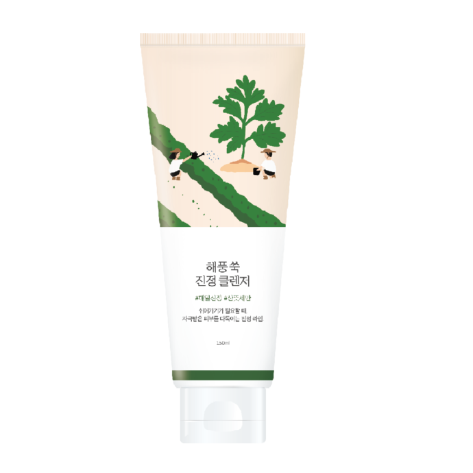 Заспокійлива очищуюча пінка з морським полином ROUND LAB Mugwort Calming Cleanser